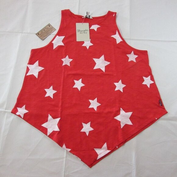 Wrangler Retro Women's LG Sleeveless Pointed Hem Star Graphic Tank Top Red - Picture 3 of 4